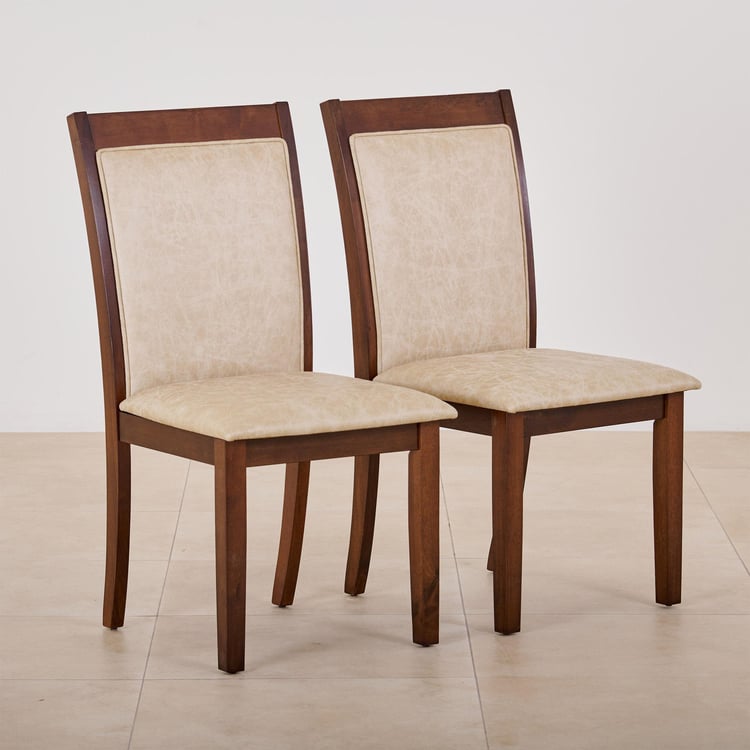 (Refurbished) Harmony Sia Set of 2 Faux Leather Dining Chairs - Beige