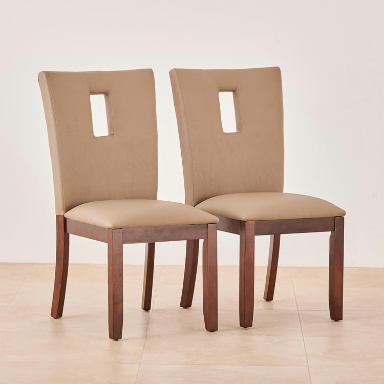 (Refurbished) Oxville Set of 2 Faux Leather Dining Chairs - Beige