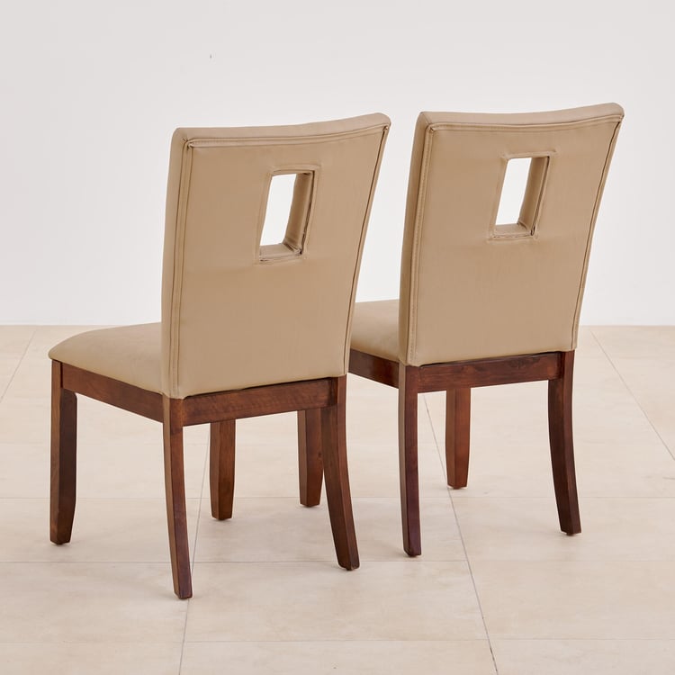 (Refurbished) Oxville Set of 2 Faux Leather Dining Chairs - Beige