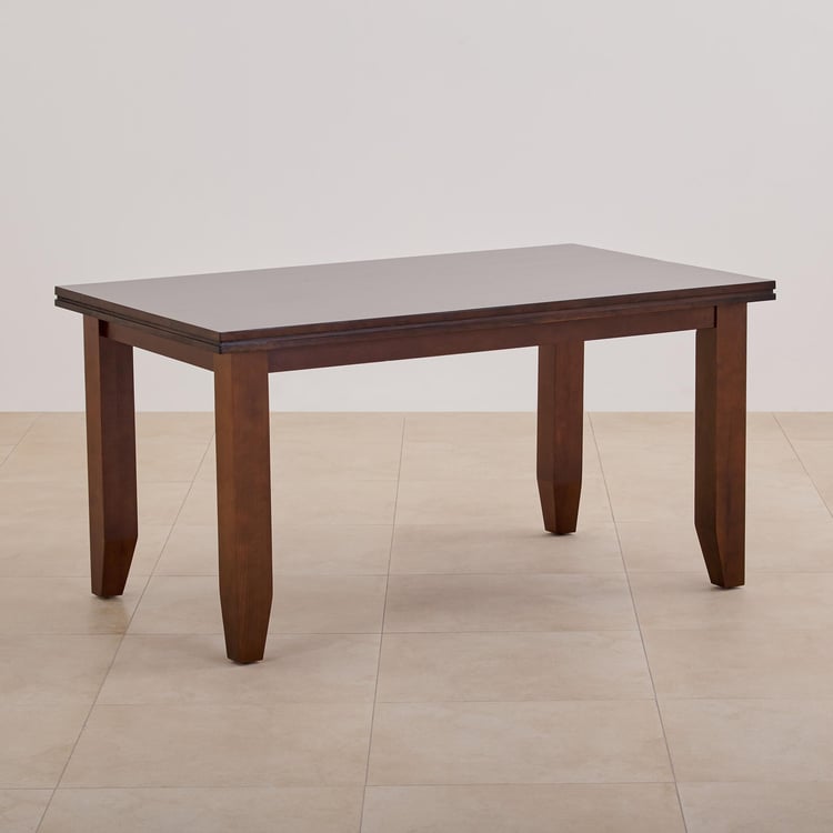 (Refurbished) Hevea Solid Wood 6-Seater Dining Table - Brown