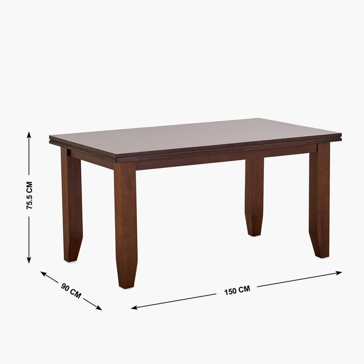 (Refurbished) Hevea Solid Wood 6-Seater Dining Table - Brown
