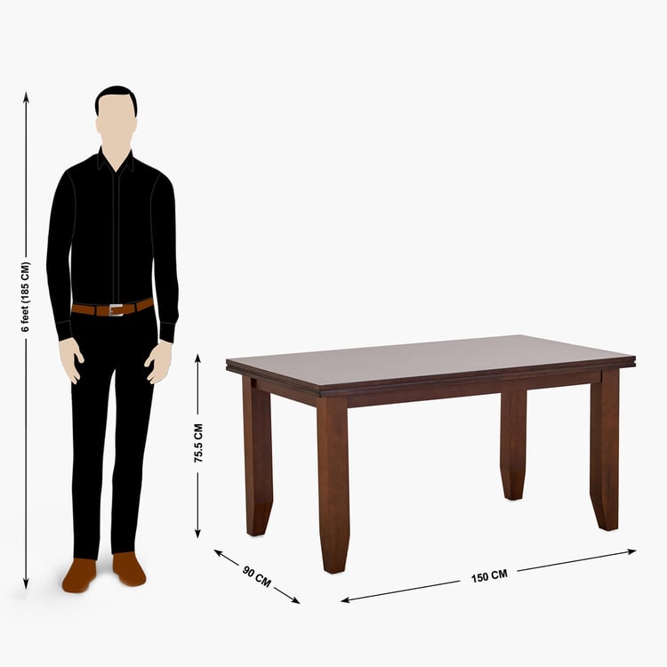 (Refurbished) Hevea Solid Wood 6-Seater Dining Table - Brown