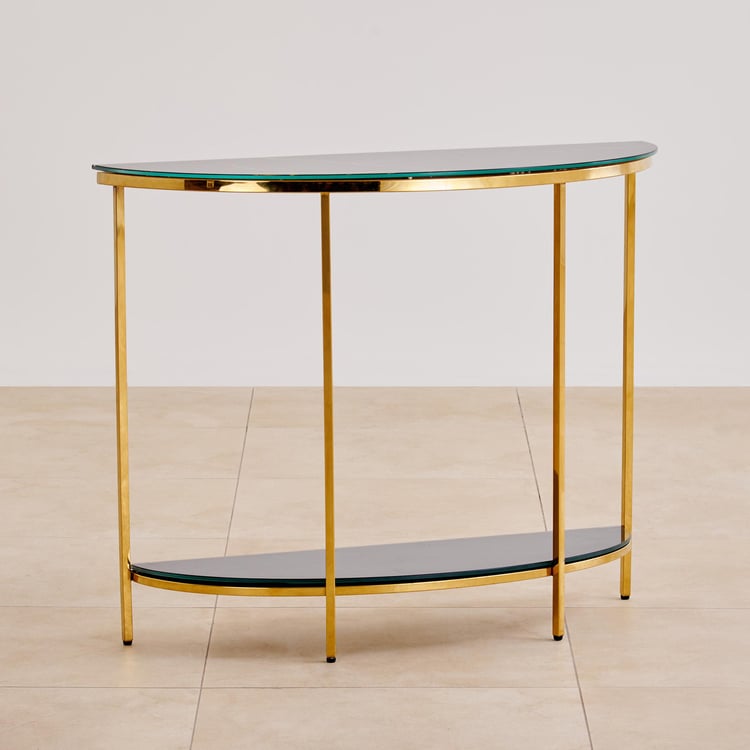 (Refurbished) Monarch Glass Top Console Table - Black