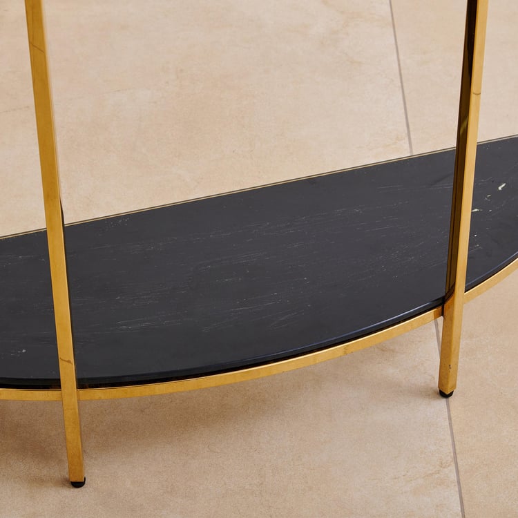 (Refurbished) Monarch Glass Top Console Table - Black