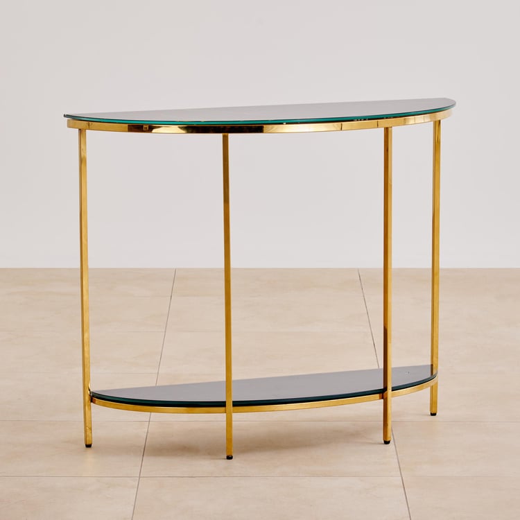 (Refurbished) Monarch Glass Top Console Table - Black