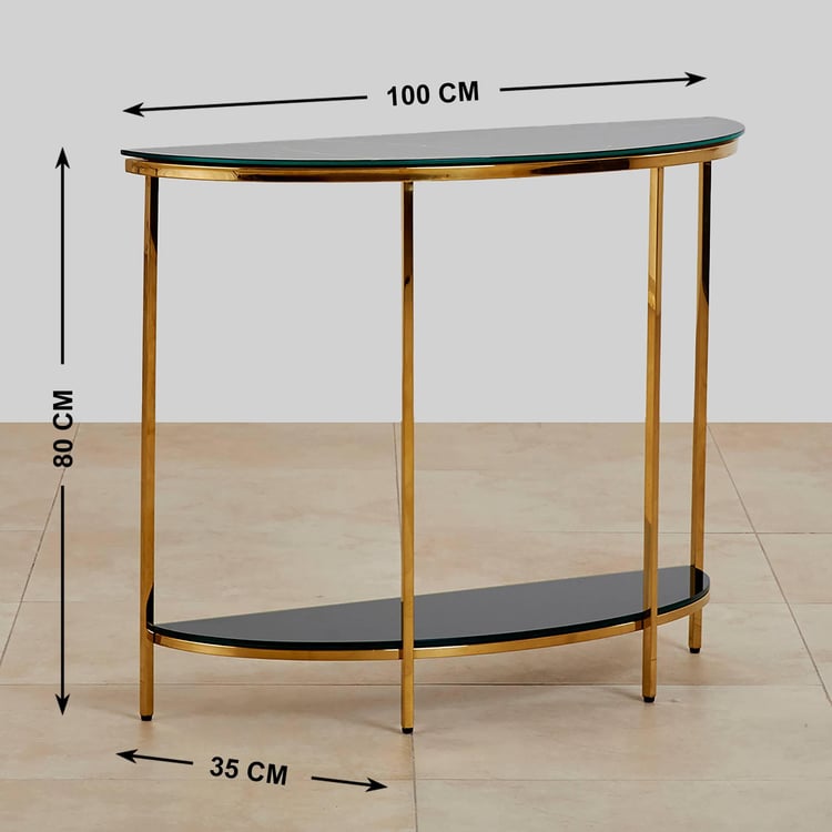 (Refurbished) Monarch Glass Top Console Table - Black