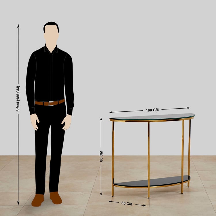 (Refurbished) Monarch Glass Top Console Table - Black