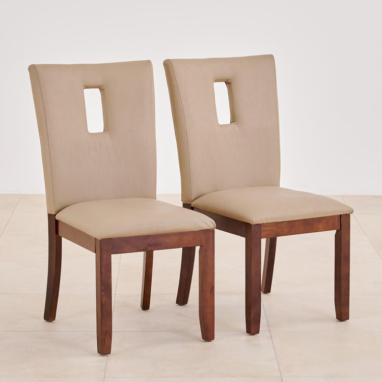 (Refurbished) Oxville Set of 2 Faux Leather Dining Chairs - Beige