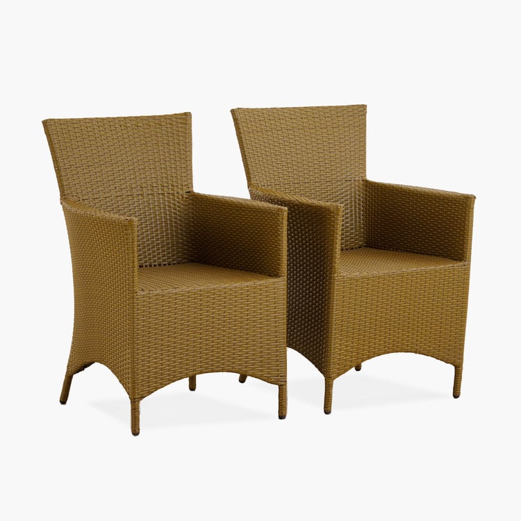 (Refurbished) Helios Brezza Nusa Set of 2 Rattan Outdoor Chairs - Yellow
