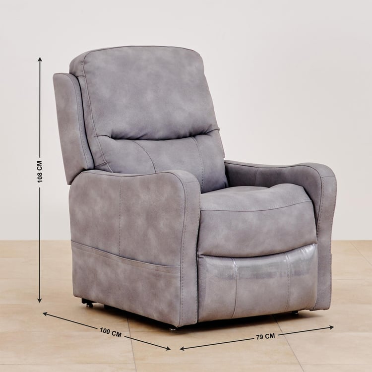 Annie 1-Seater Half-Leather Motorised Electric Lift-Up Recliner - Grey