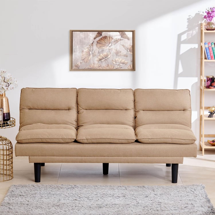 Cady Fabric 3-Seater Sofa Bed - Brown