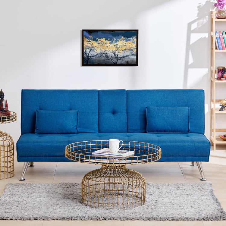 Clovis Fabric 3-Seater Sofa Bed - Blue