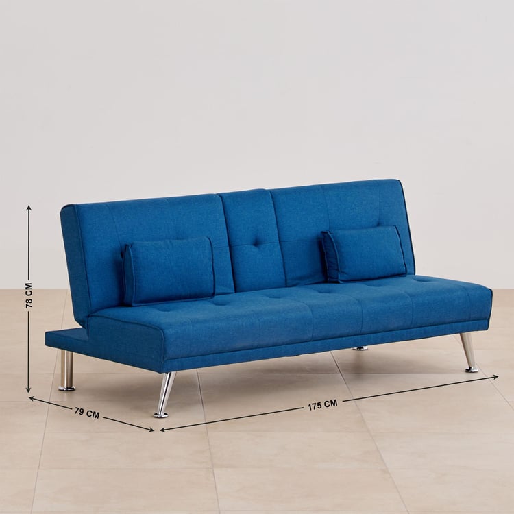 Clovis Fabric 3-Seater Sofa Bed - Blue