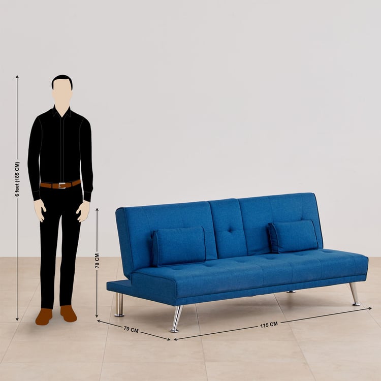Clovis Fabric 3-Seater Sofa Bed - Blue