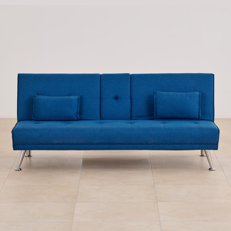 Clovis Fabric 3-Seater Sofa Bed - Blue