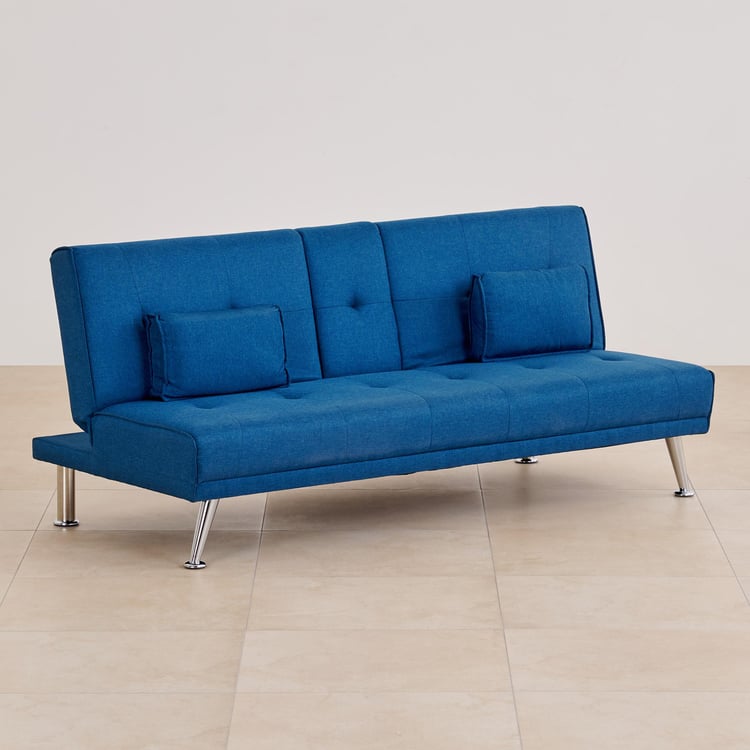 Clovis Fabric 3-Seater Sofa Bed - Blue