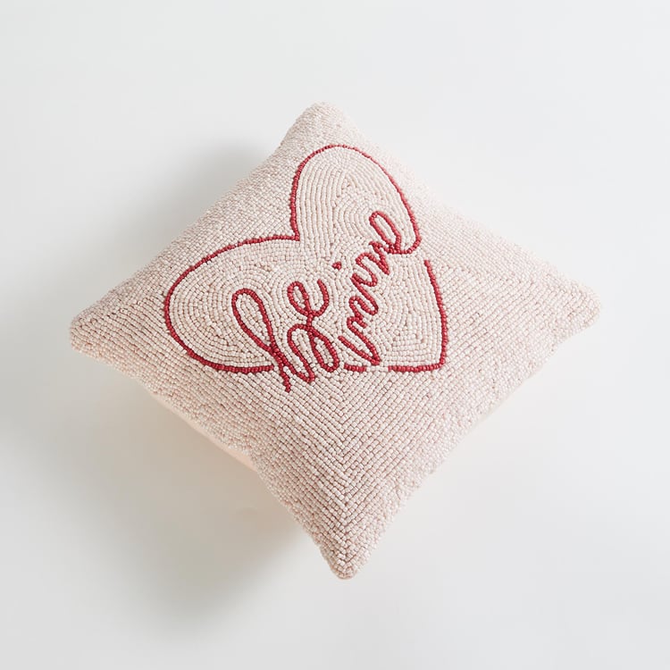 Love Forever Embellished Filled Cushion - 28x28cm