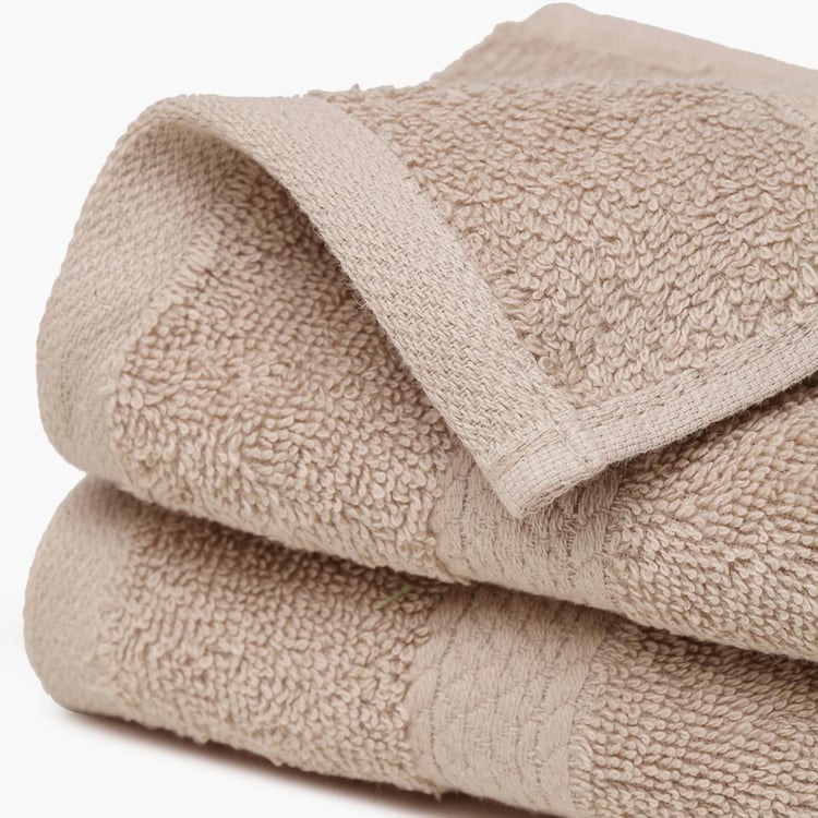 SPACES Colorfas Set of 2 Cotton Textured Hand Towels, Brown - 40x60cm