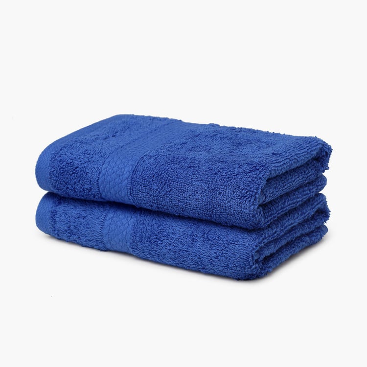 SPACES Colorfas Set of 2 Cotton Textured Hand Towels, Blue - 40x60cm