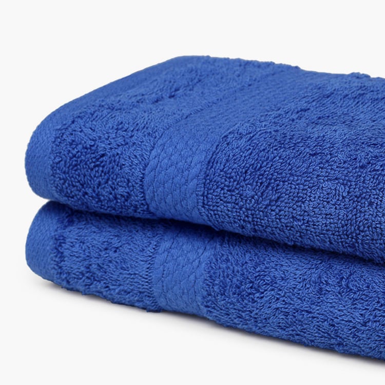 SPACES Colorfas Set of 2 Cotton Textured Hand Towels, Blue - 40x60cm