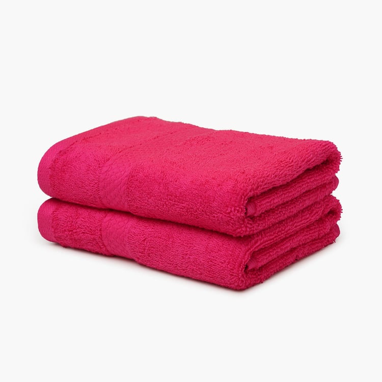 SPACES Colorfas Set of 2 Cotton Textured Hand Towels, Pink - 40x60cm