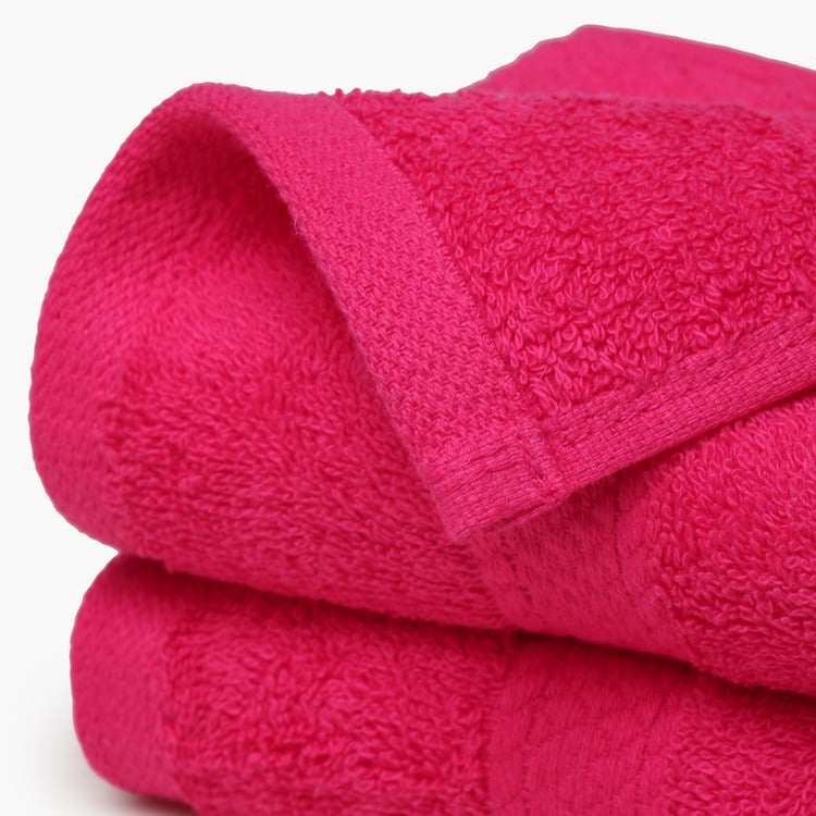 SPACES Colorfas Set of 2 Cotton Textured Hand Towels, Pink - 40x60cm