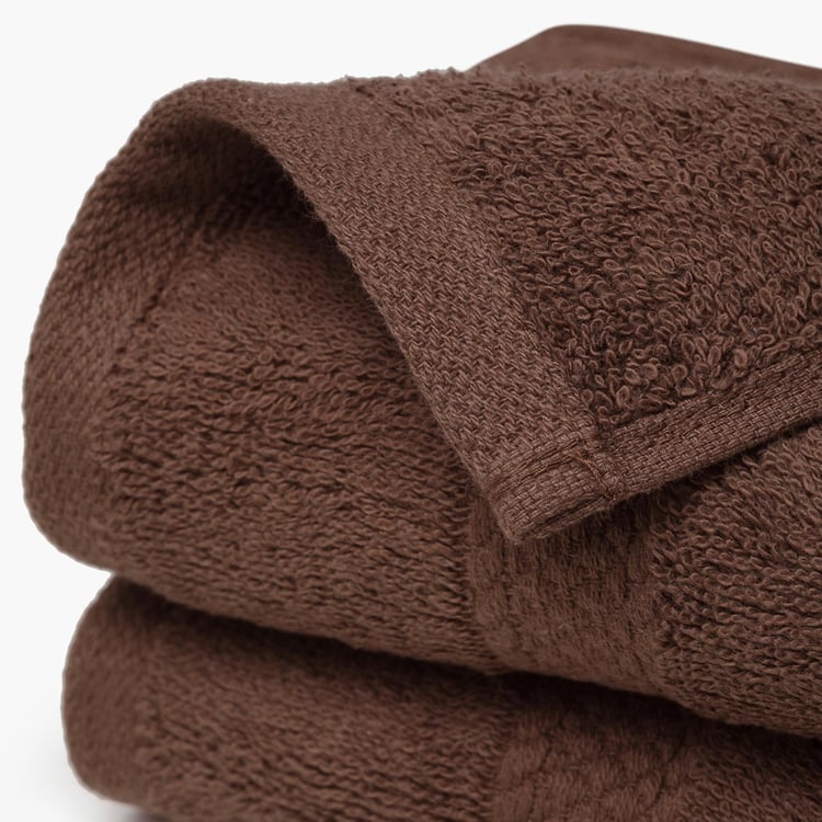 SPACES Colorfas Set of 2 Cotton Hand Towels, Brown - 60x40cm