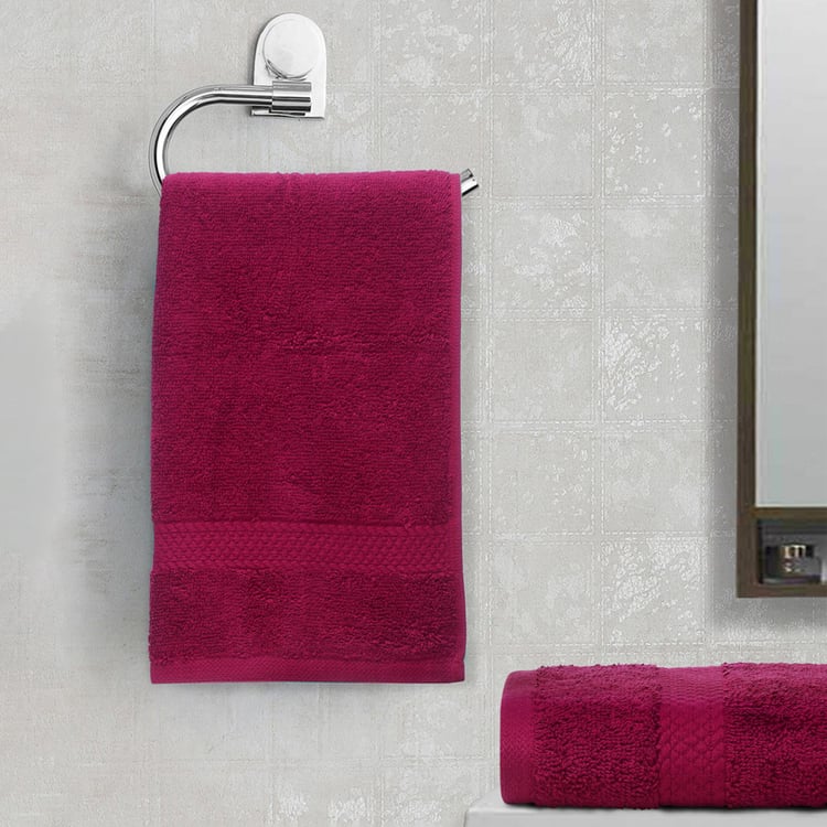 SPACES Colorfas Set of 2 Cotton Textured Hand Towels, Purple - 40x60cm