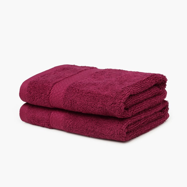 SPACES Colorfas Set of 2 Cotton Textured Hand Towels, Purple - 40x60cm