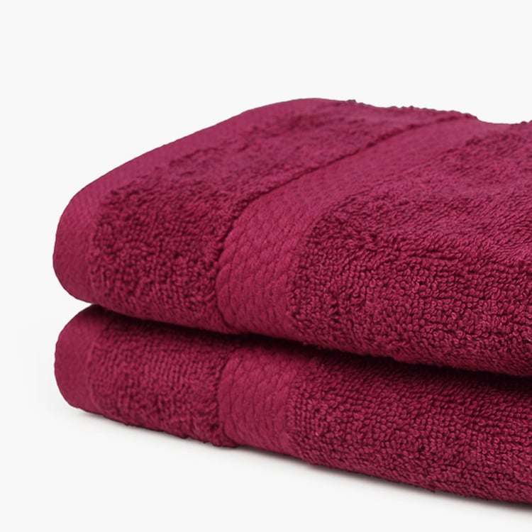 SPACES Colorfas Set of 2 Cotton Textured Hand Towels, Purple - 40x60cm