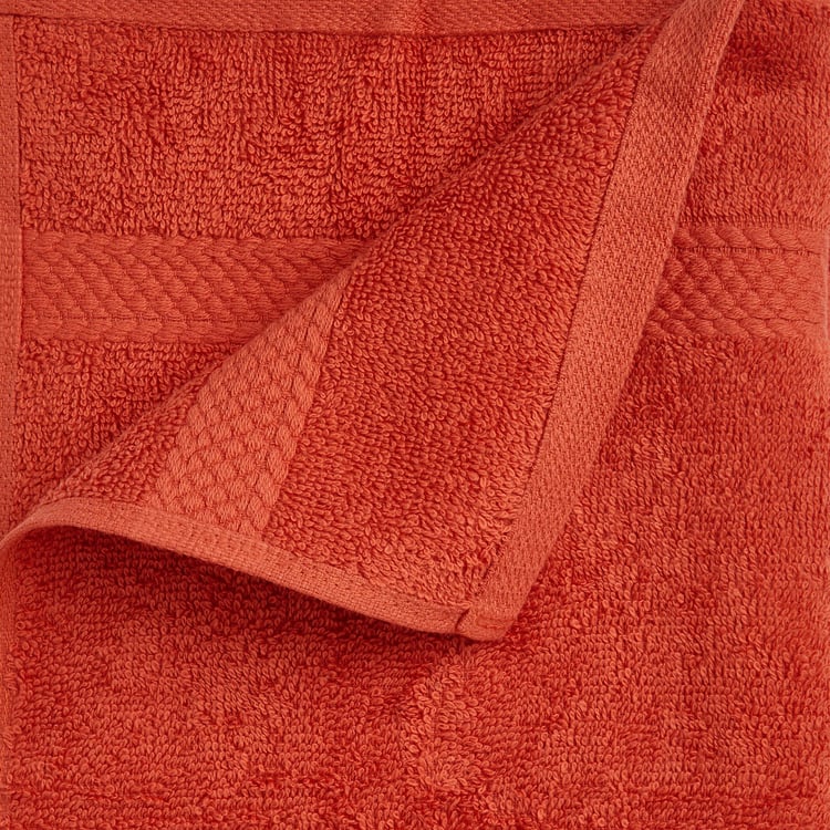 SPACES Colorfas Set of 2 Cotton Textured Hand Towels, Orange - 40x60cm