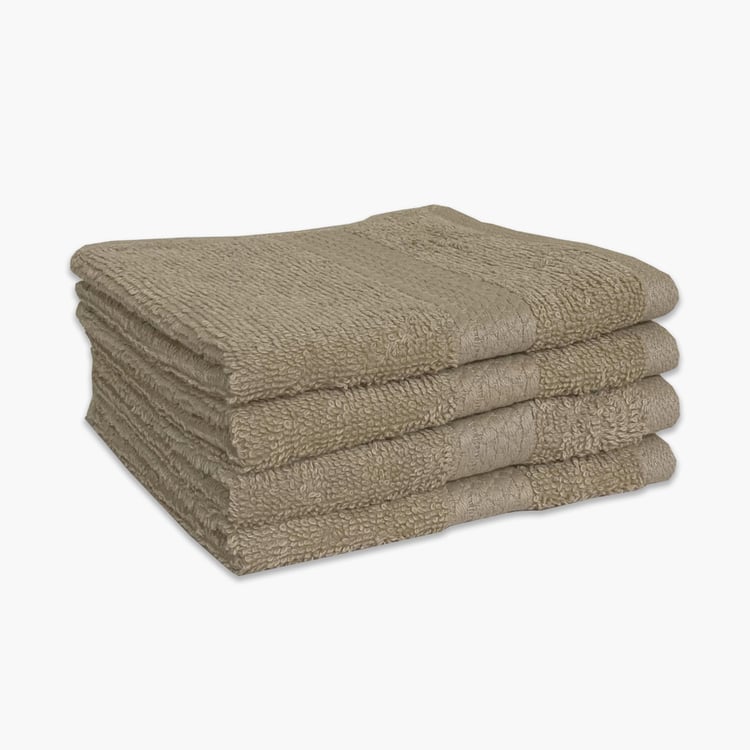 SPACES Colorfas Set of 4 Cotton Textured Face Towel, Beige - 30x30cm