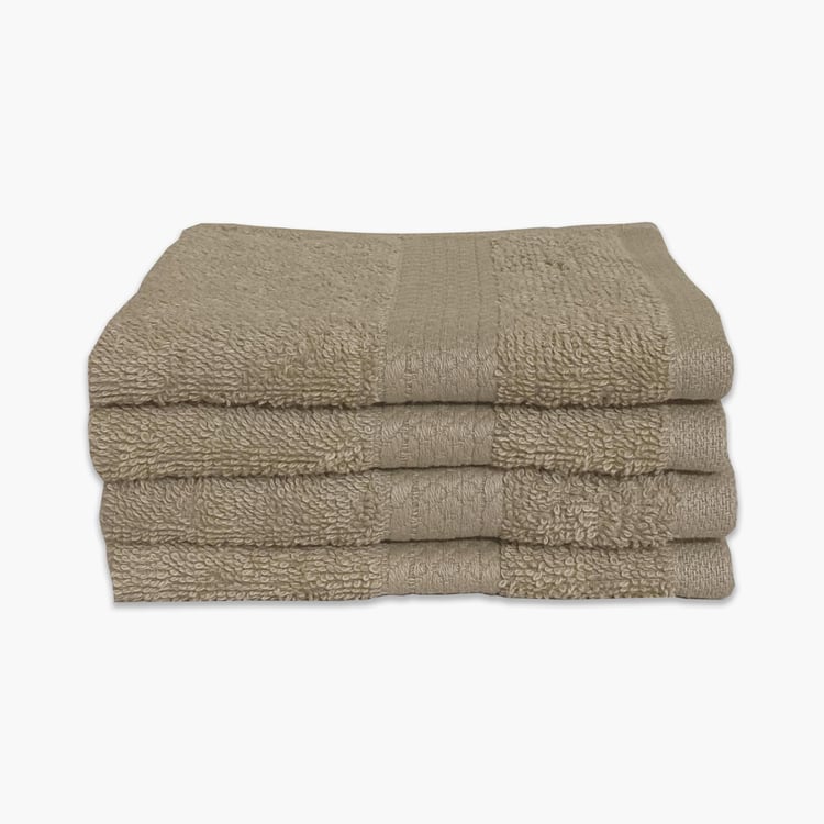 SPACES Colorfas Set of 4 Cotton Textured Face Towel, Beige - 30x30cm