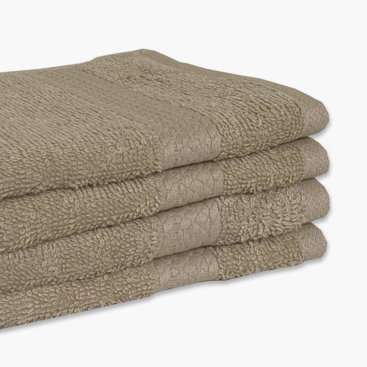 SPACES Colorfas Set of 4 Cotton Textured Face Towel, Beige - 30x30cm