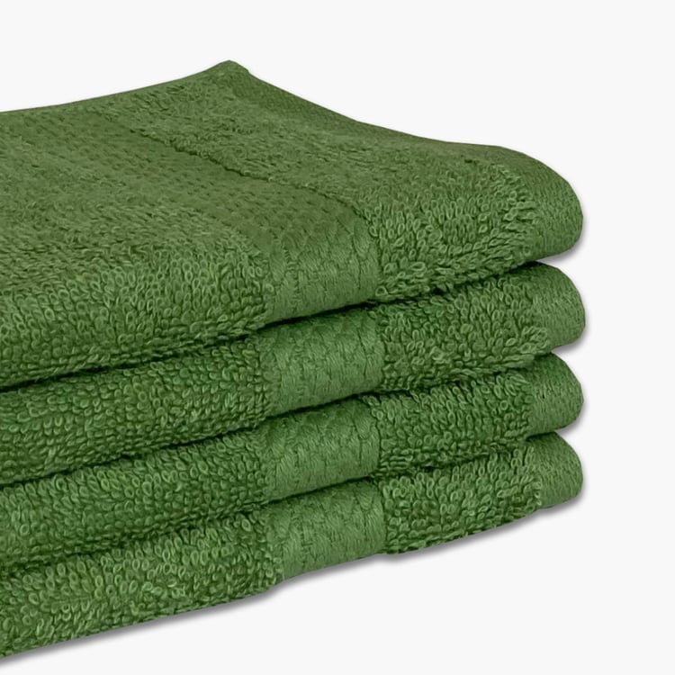 SPACES Colorfas Set of 4 Cotton Face Towels, Green - 30x30cm