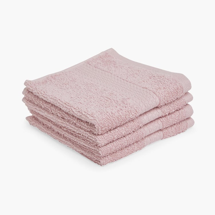 SPACES Colorfas Set of 4 Cotton Face Towels, Pink - 30x30cm