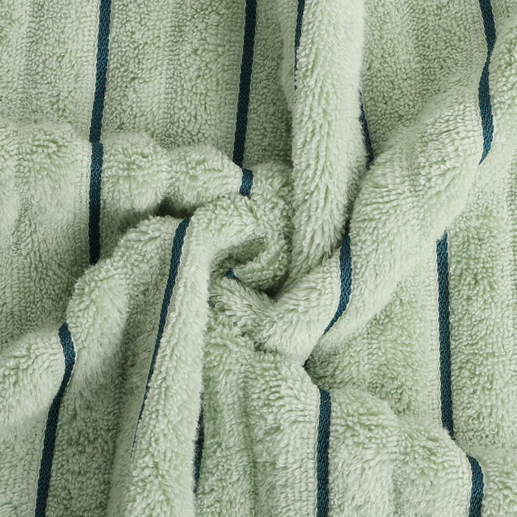 SPACES Exotica Set of 2 Cotton Striped Hand Towel, Green - 40x60cm