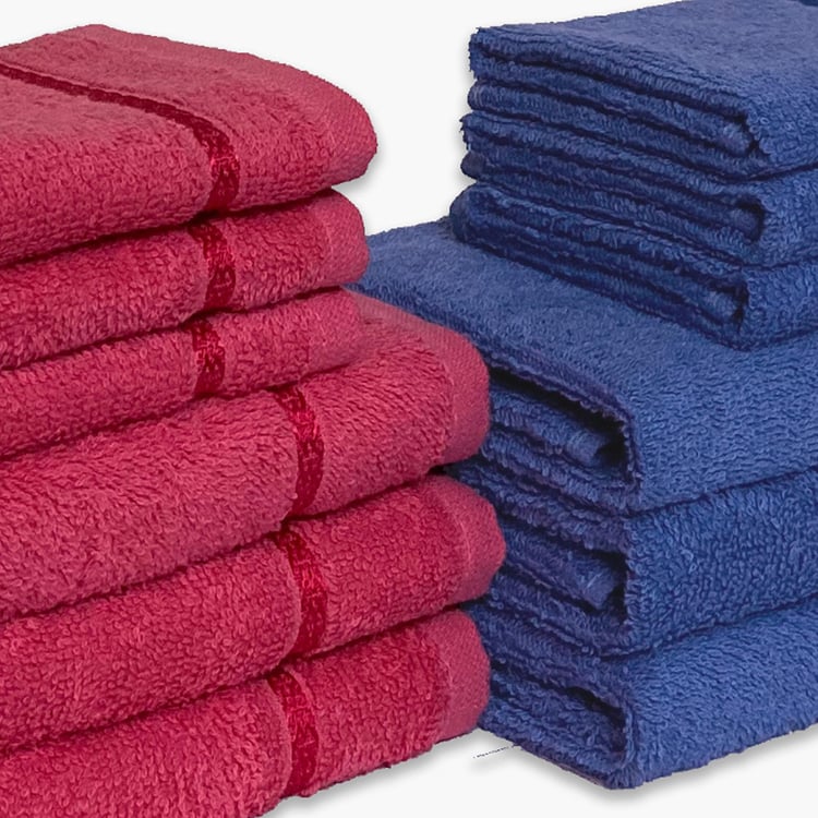 SPACES Seasons Best Qd Cotton Hand & Face Towels, Blue & Coral - 71x41cm