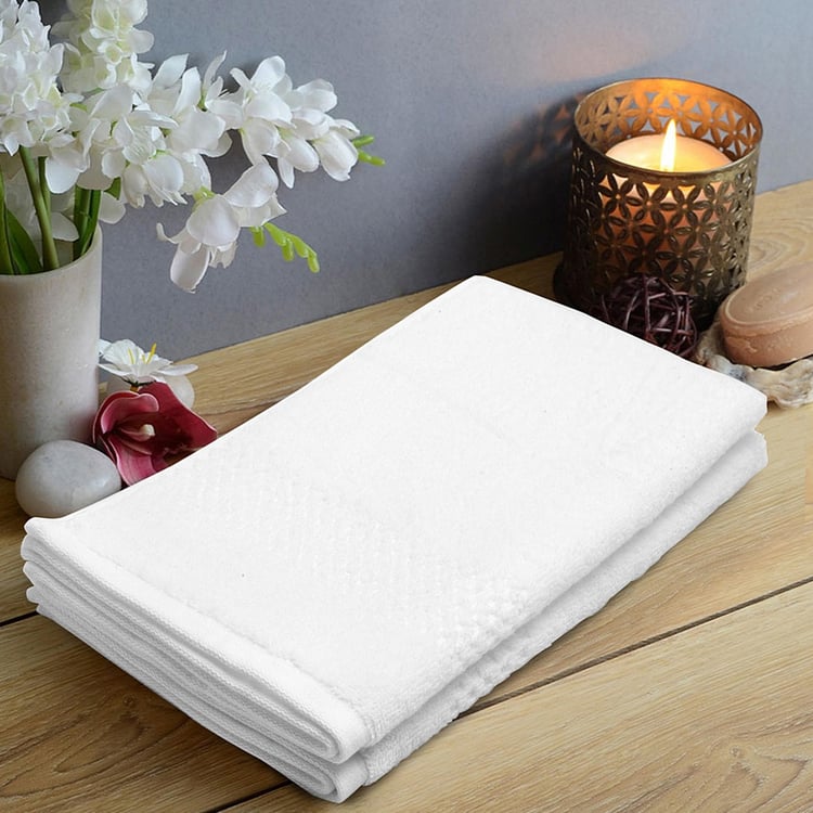 SPACES Swift Dry Set of 2 Cotton Hand Towels, White - 60x40cm