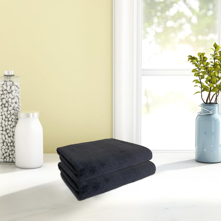 SPACES Swift Dry Set of 2 Cotton Hand Towels, Grey - 60x40cm