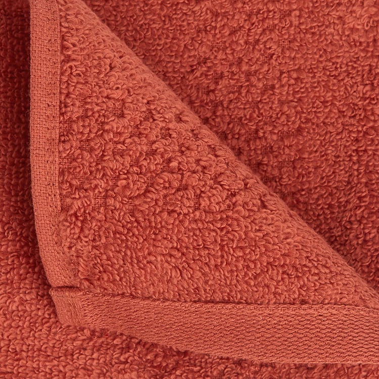 SPACES Swift Dry Set of 4 Cotton Textured Face Towel, Orange - 30x30cm