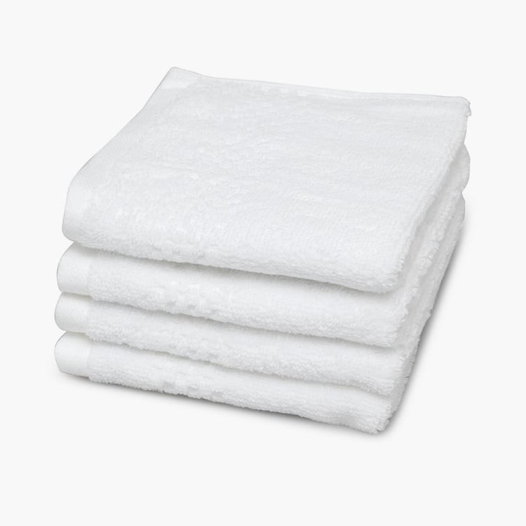 SPACES Swift Dry Set of 4 Cotton Face Towels, White - 30x30cm