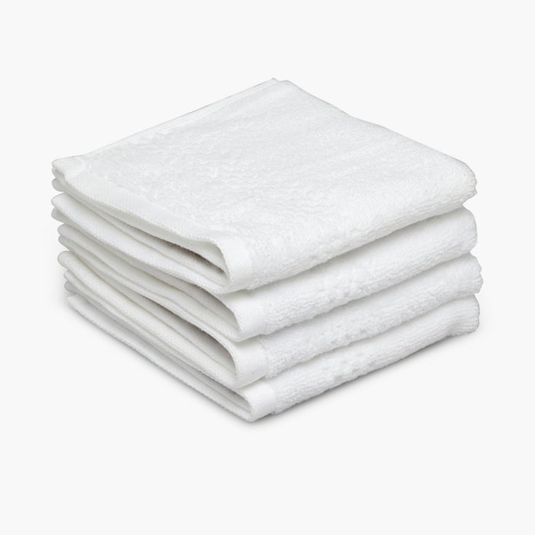 SPACES Swift Dry Set of 4 Cotton Face Towels, White - 30x30cm