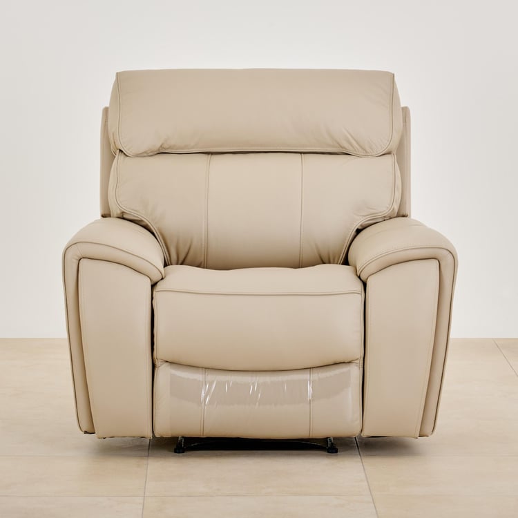 Stockholm Half Leather 1-Seater Electric Recliner - Cream