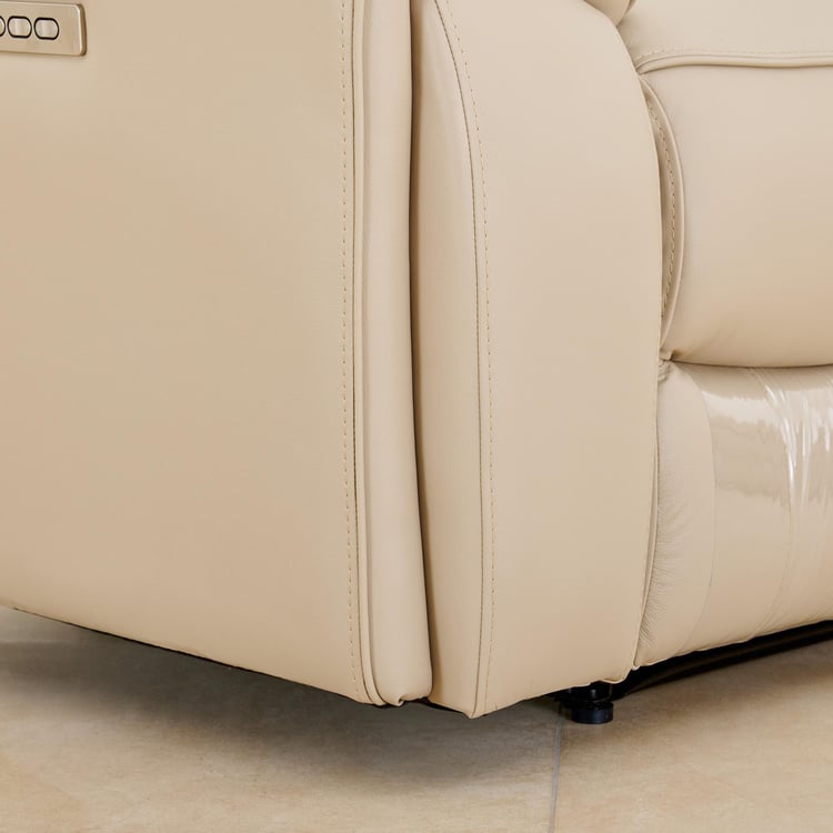 Stockholm Half Leather 1-Seater Electric Recliner - Cream