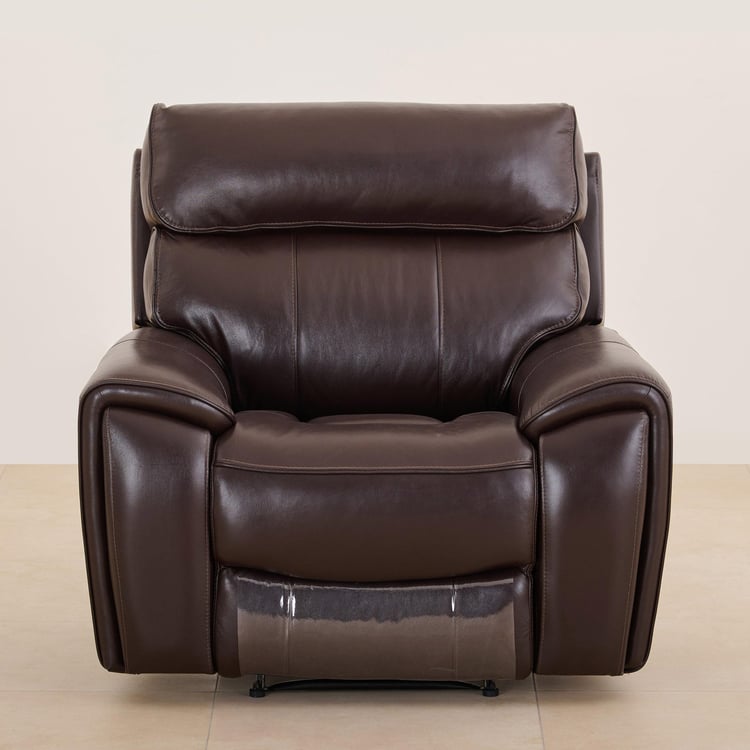 Stockholm Half Leather 1-Seater Electric Recliner - Dark Brown