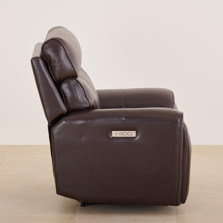 Stockholm Half Leather 1-Seater Electric Recliner - Dark Brown