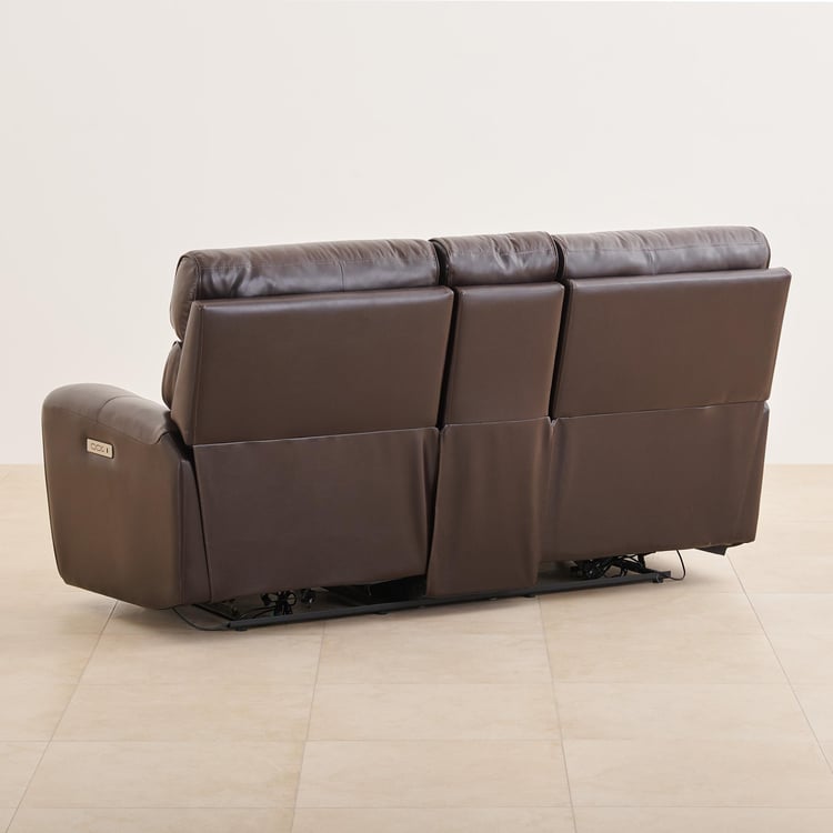 Stockholm Half-Leather 2-Seater Electric Recliner - Dark Brown