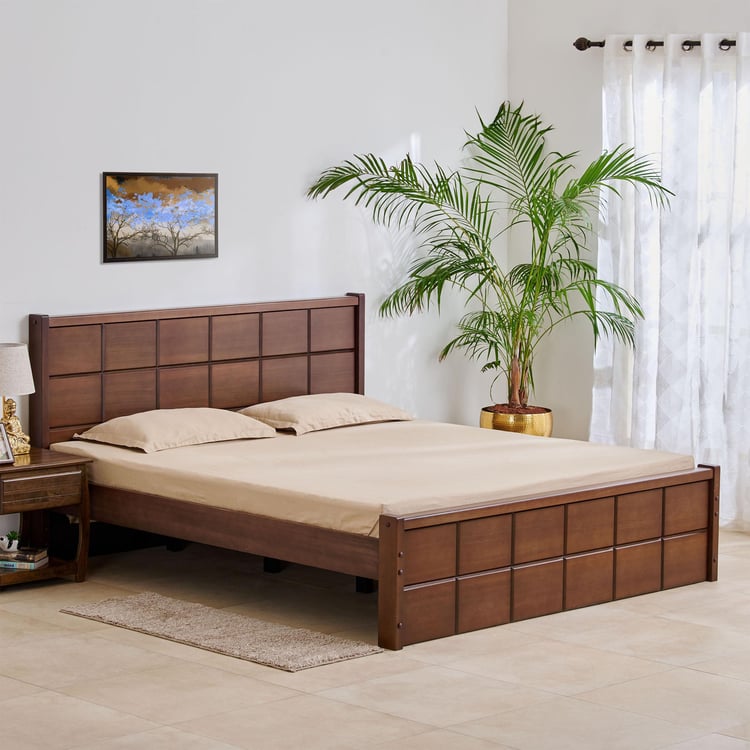 Denis Solid Wood Queen Bed - Brown