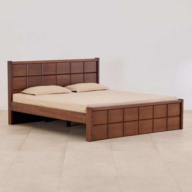 Denis Solid Wood King Bed - Brown